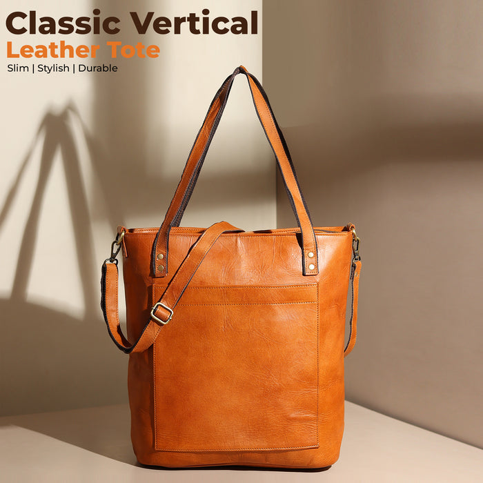 Classic Vertical Leather Tote