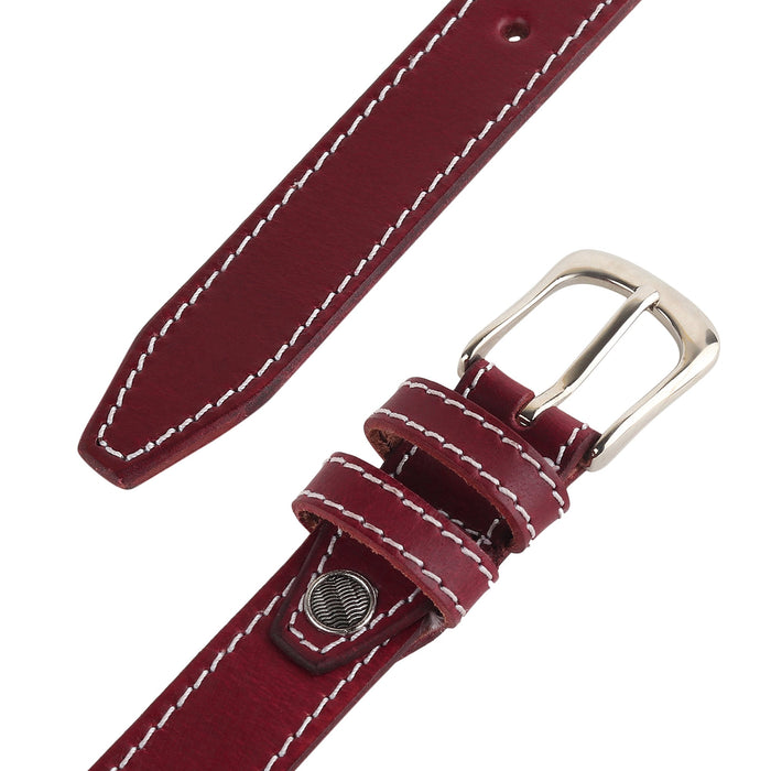 Women's Slim Leather Belt - Cherry Red