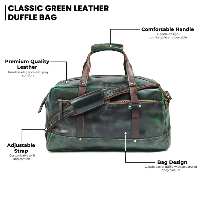 Espresso Elegance Carry on Duffle, Green