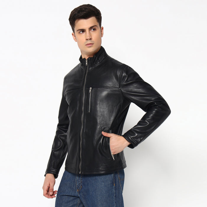 Luxe Black Men's Leather Jacket