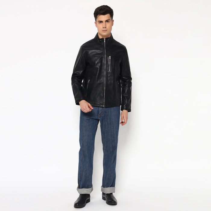 Luxe Black Men's Leather Jacket