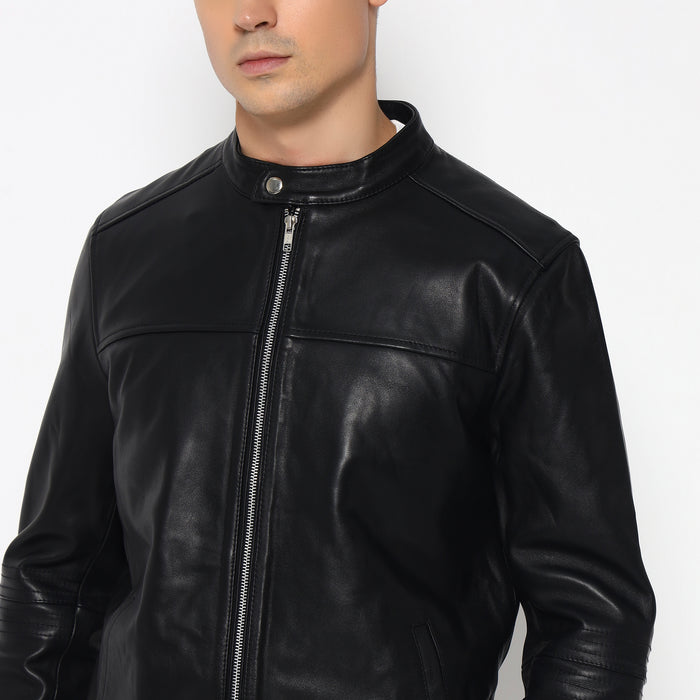 Men’s Timeless Plain Black Leather Jacket