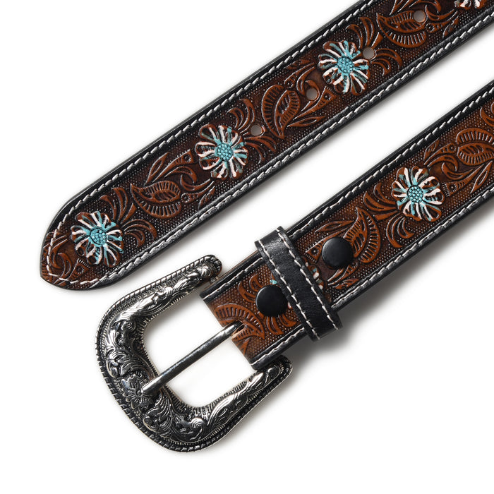 Antique Style Western Leather Belt