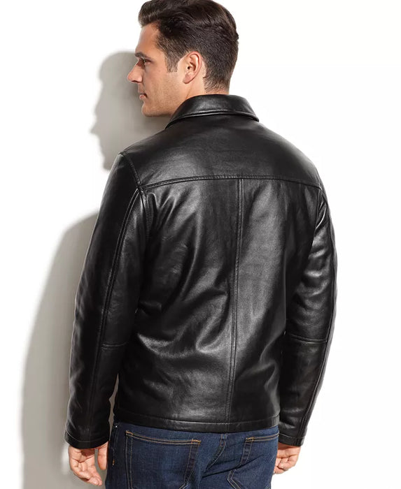 Genuine Men's Black Leather Bomber Jacket