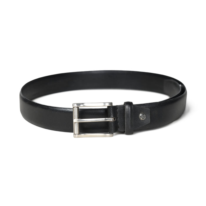 Textured Black Formal Leather Belt