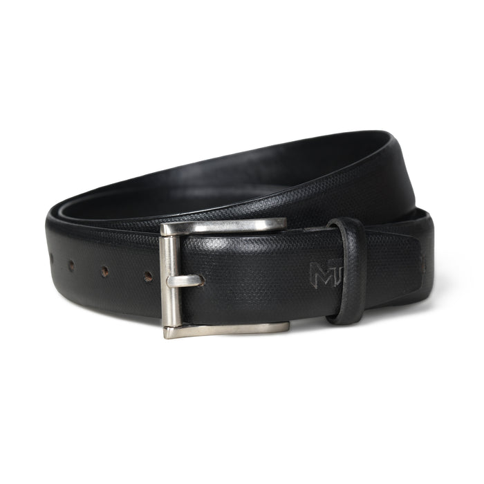 Textured Black Formal Leather Belt