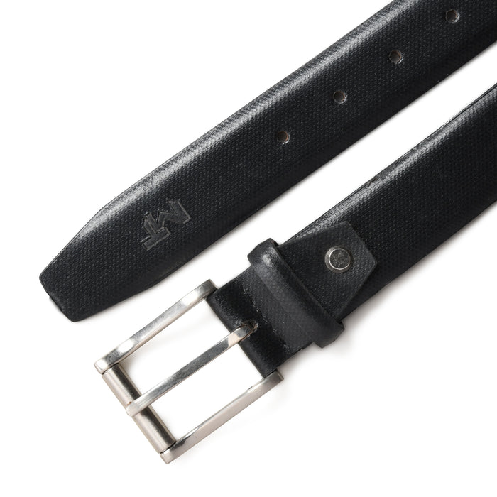 Textured Black Formal Leather Belt