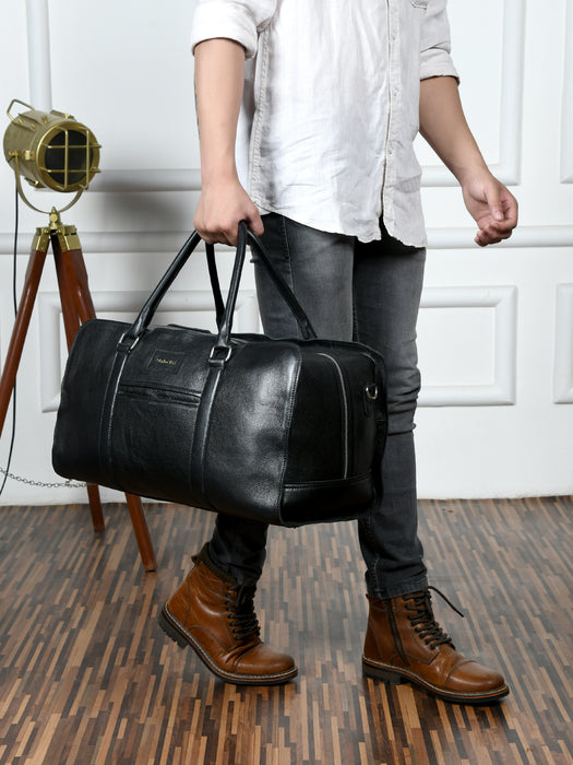 Metro Flair Black Textured Duffle