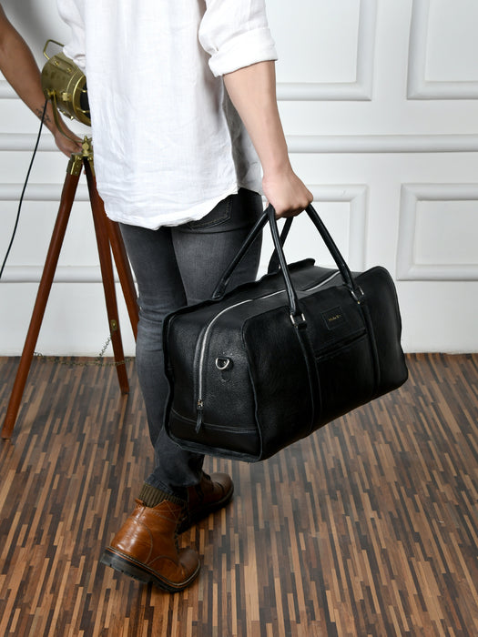 Metro Flair Black Textured Duffle