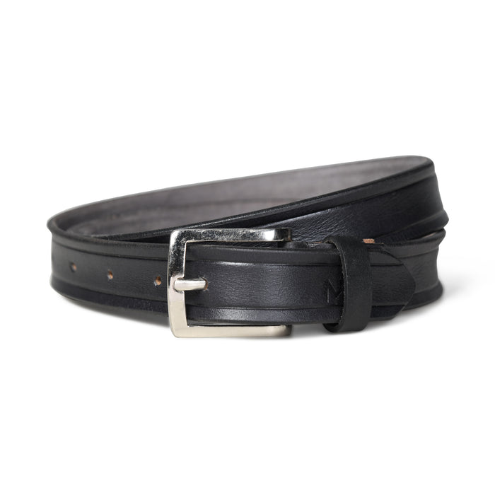 Refined Texture Black Leather Belt