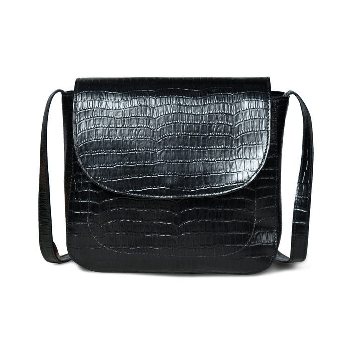 Diva Black Croco Sling Bag