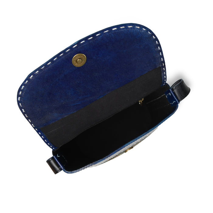 Vibrant Heritage Ajrakh Satchel - Blue