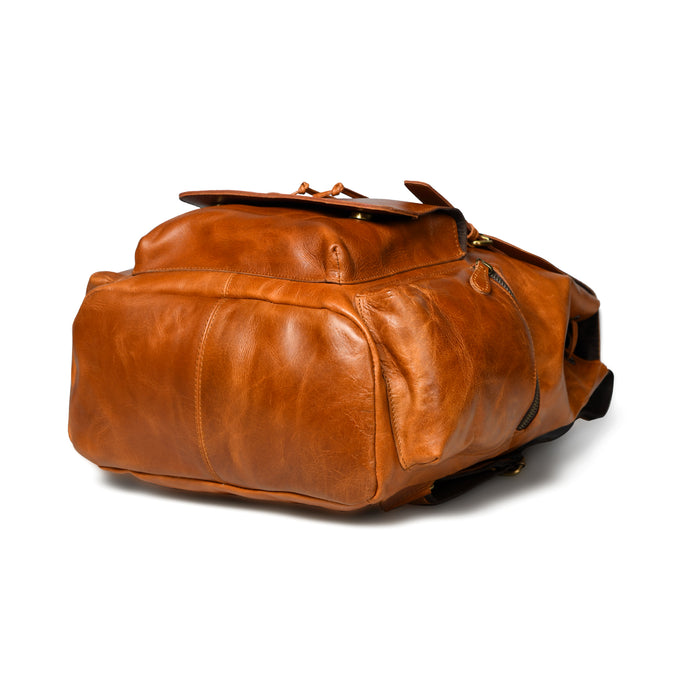 Vortex Leather Backpack: Tan Brown