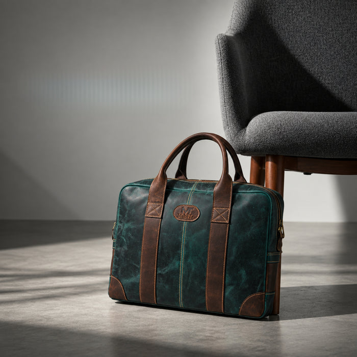 MaheTri Jefferson Briefcase- Green