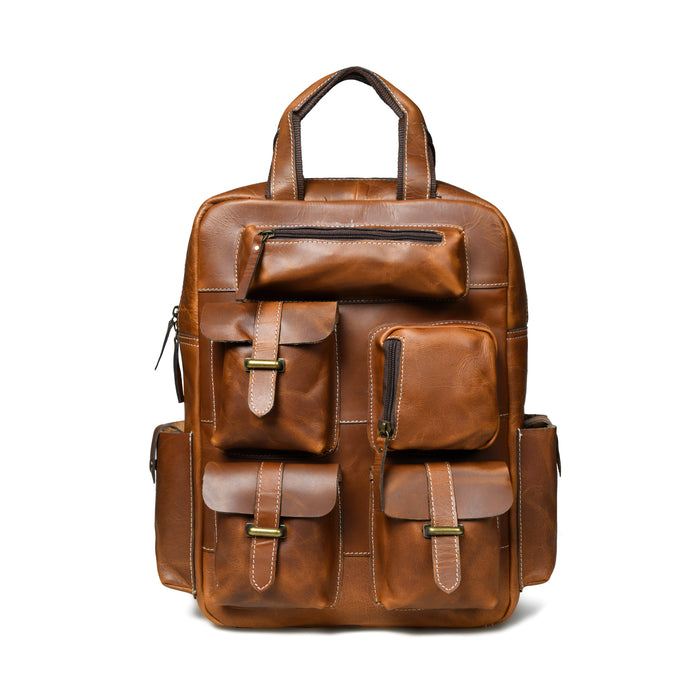 The Adventurer 7 Pockets Backpack- Brown