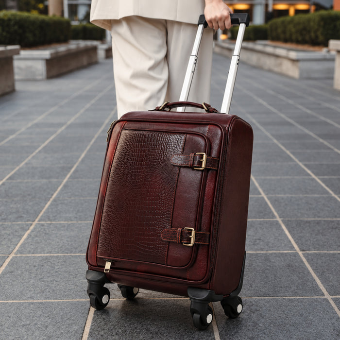 Horizon Leather Trolley Suitcase, Brown