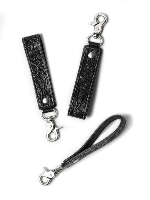 Designer Loop Leather Keychain - Black