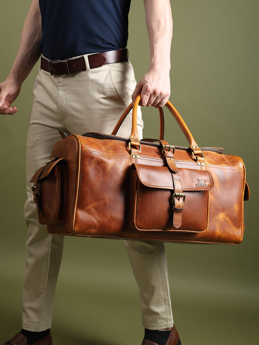 Berlin Leather Weekender Duffle Bag