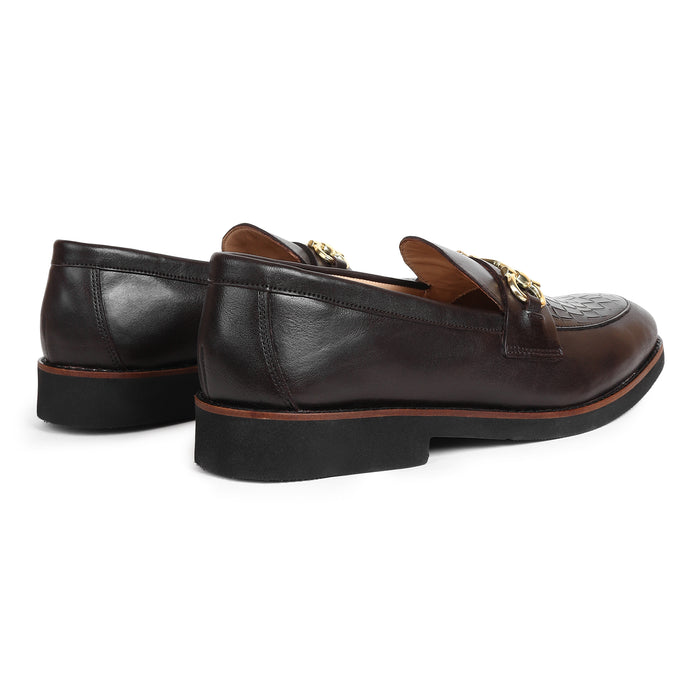 Brown Slip-On Genuine Leather Croco Print