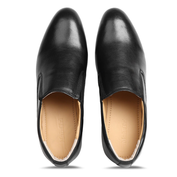Men's Black Leather Slip-On