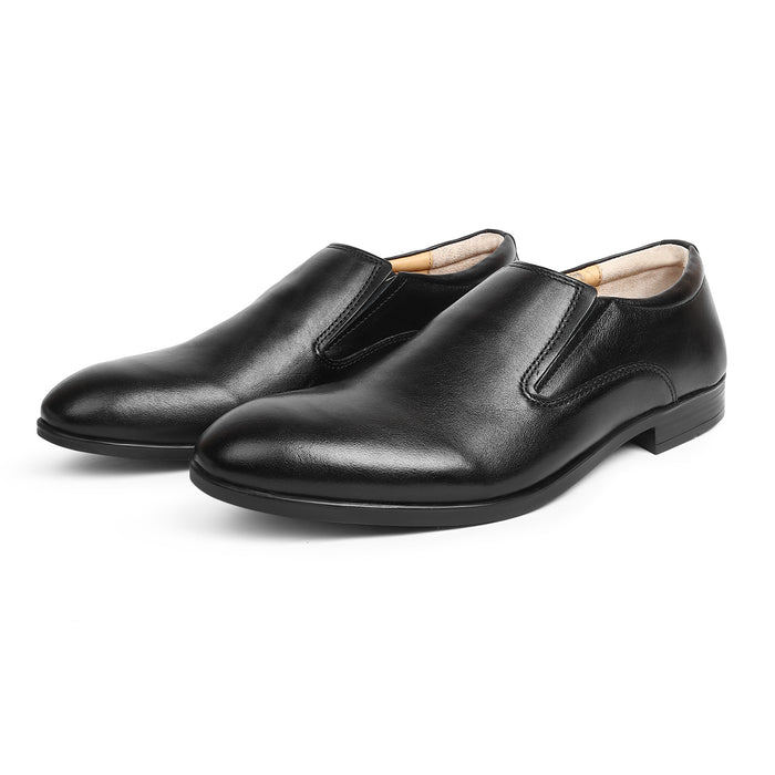 Men's Black Leather Slip-On