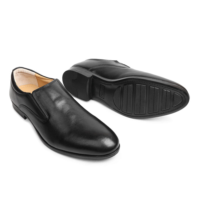 Men's Black Leather Slip-On