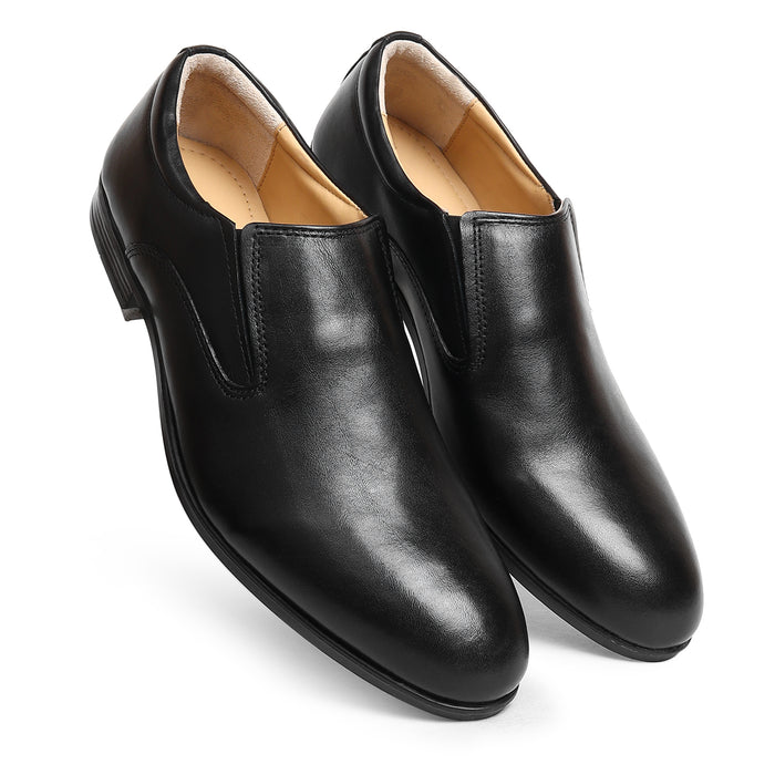 Men's Black Leather Slip-On