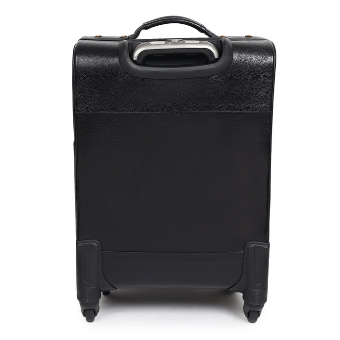 Timeless Black Leather Trolley Suitcase