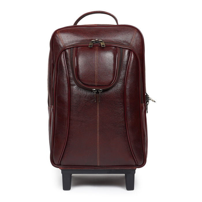 Brown Trolley Leather Backpack