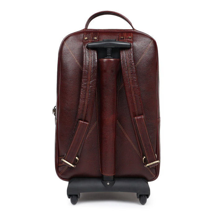 Brown Trolley Leather Backpack