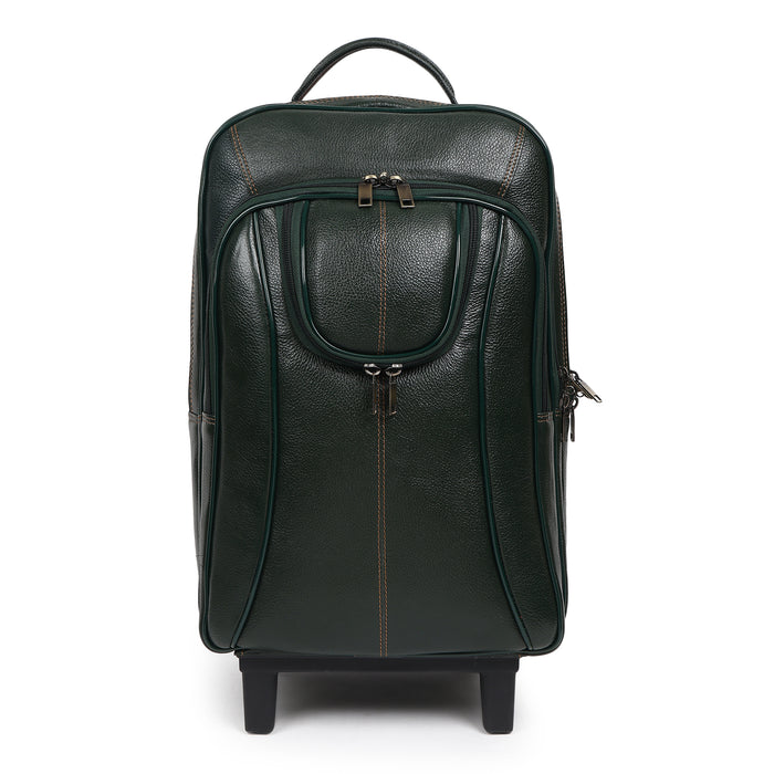 Green Trolley Leather Backpack