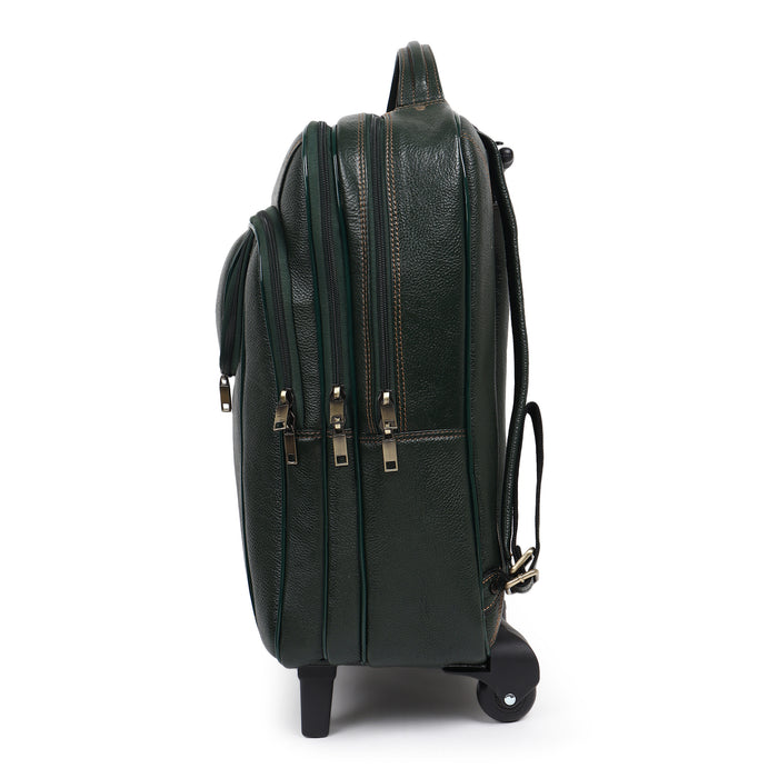 Green Trolley Leather Backpack