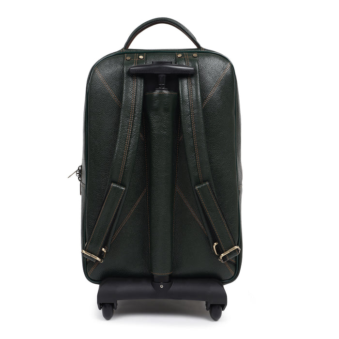 Green Trolley Leather Backpack