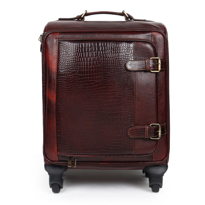 Horizon Leather Trolley Suitcase, Brown