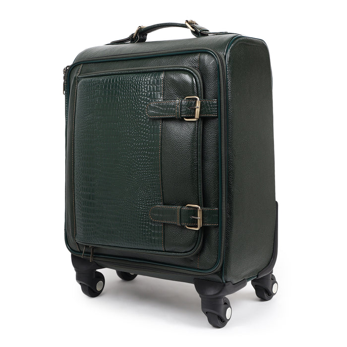 Horizon Leather Trolley Suitcase, Green