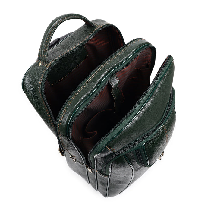 Green Trolley Leather Backpack