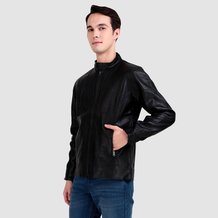 Iconic Plain Black Moto Jacket