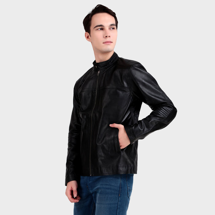Bomber Black Leather Jacket