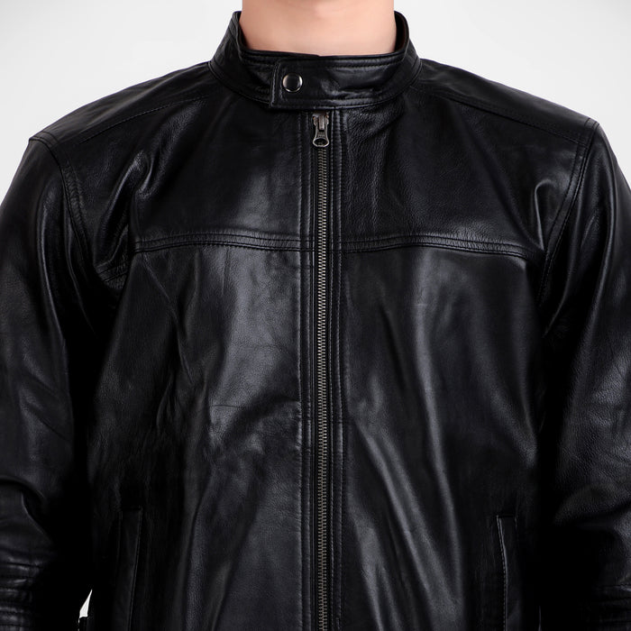 Bomber Black Leather Jacket