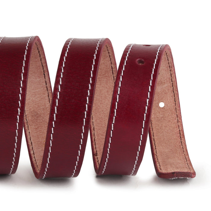 Women's Slim Leather Belt - Cherry Red