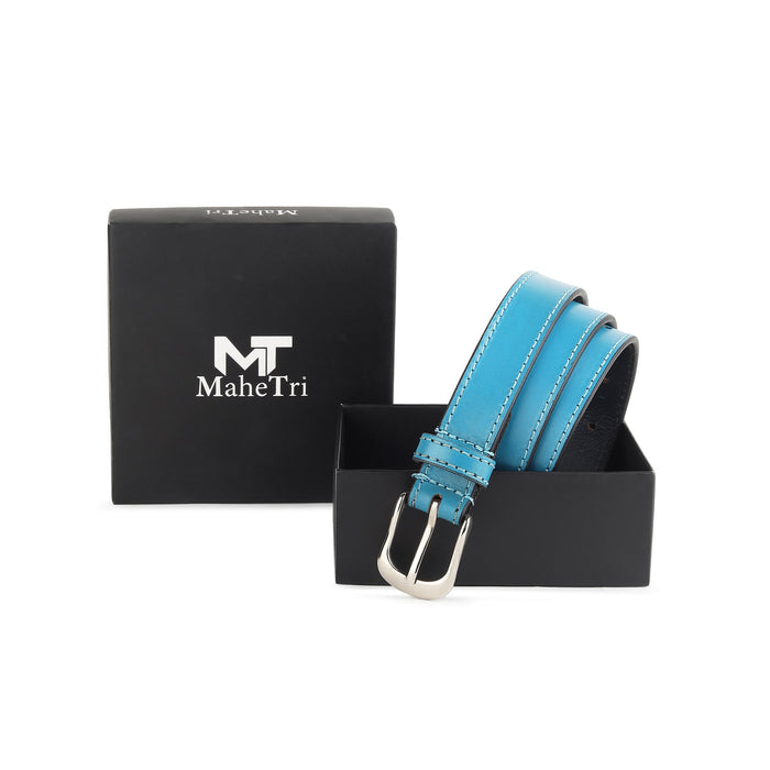 Women's Slim Leather Belt-Blue