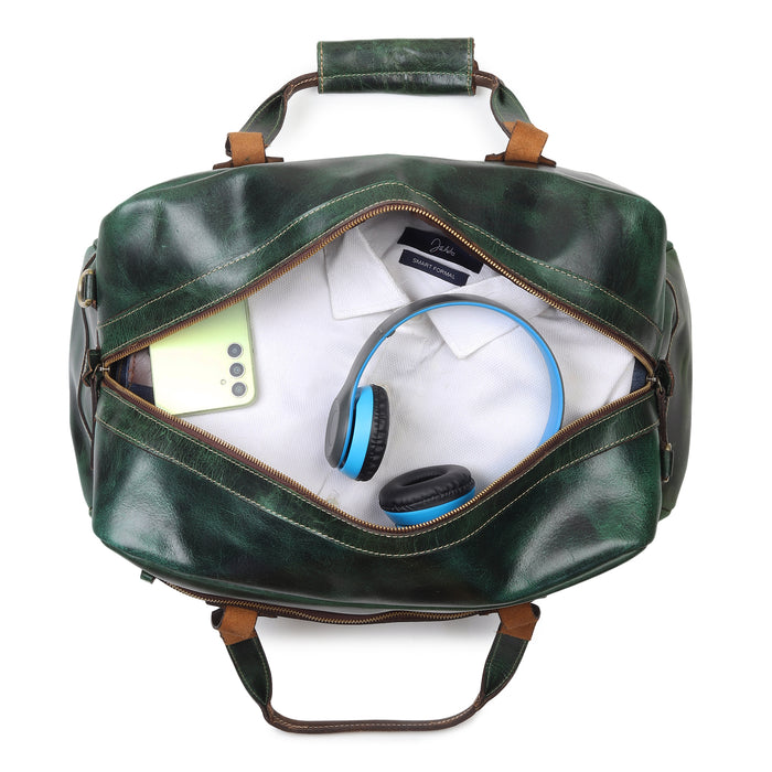 Espresso Elegance Carry on Duffle, Green