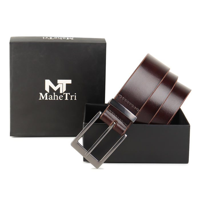 Classic Merlot Slim Leather Belt