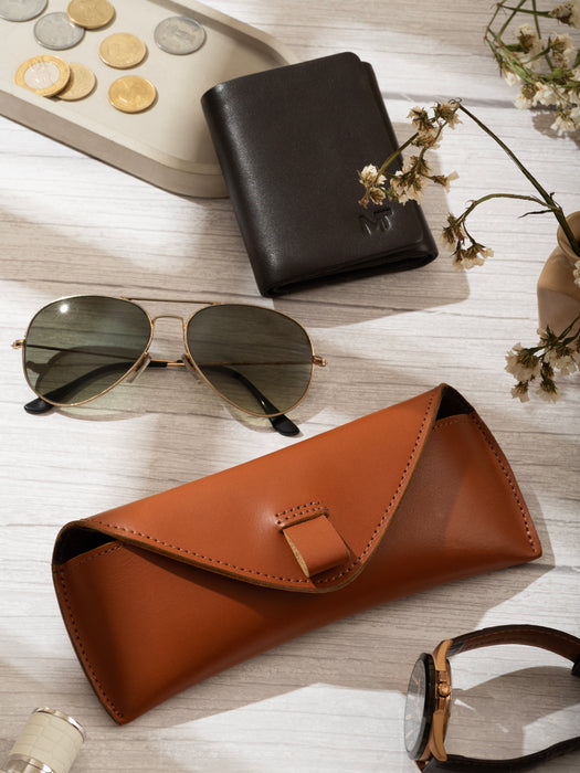 Tan Leather Sunglasses Case