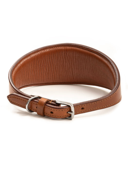 Oval Leather Dog Collar - Tan
