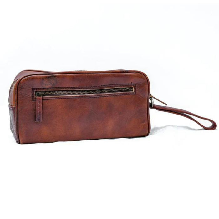 Vintage Brown Leather Toiletry Bag Leather Accessory Bag
