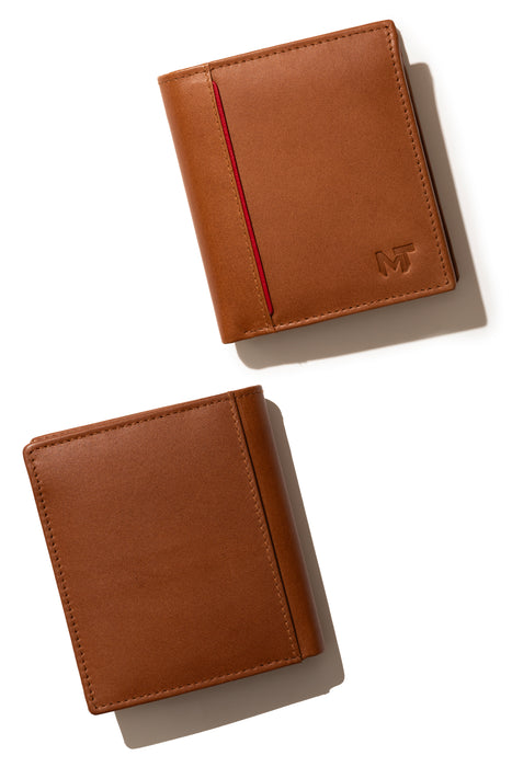 Bifold Mens Wallet with Red Stripe