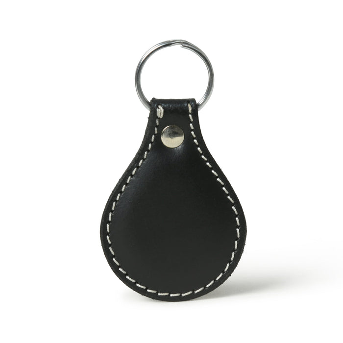 Black Oval Leather Keyring