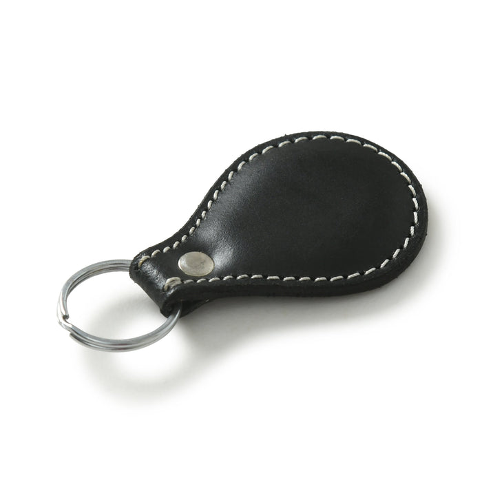 Black Oval Leather Keyring