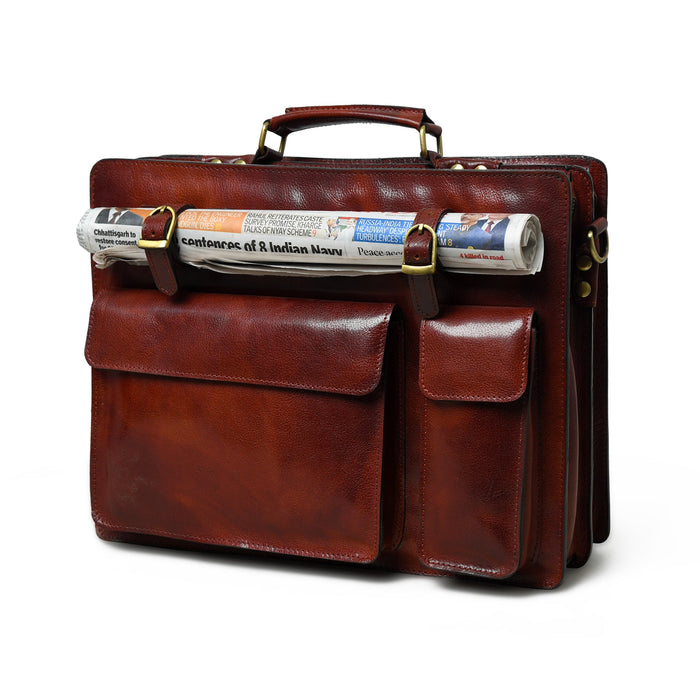 Tuscany Italian Leather Briefcase, Tanny Brown